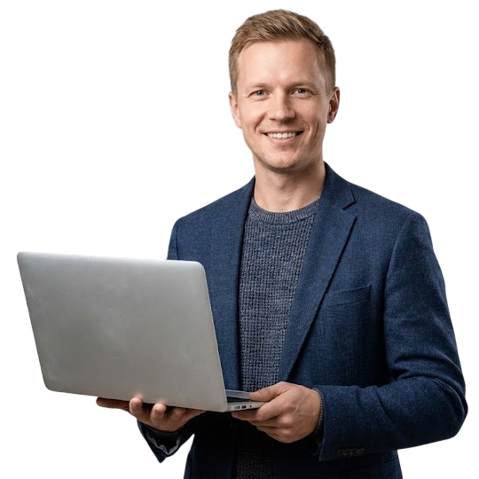 Marius Nilsen med laptop
